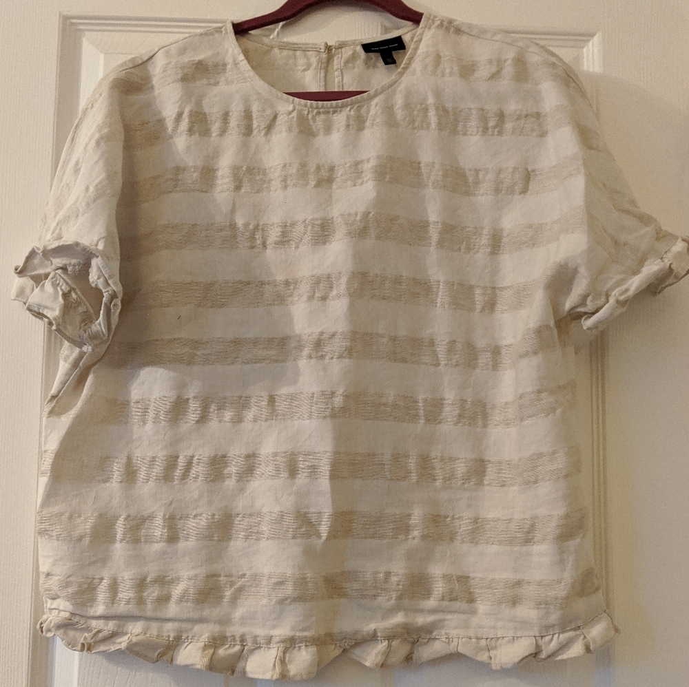 Cream/ivory striped box blouse (M)